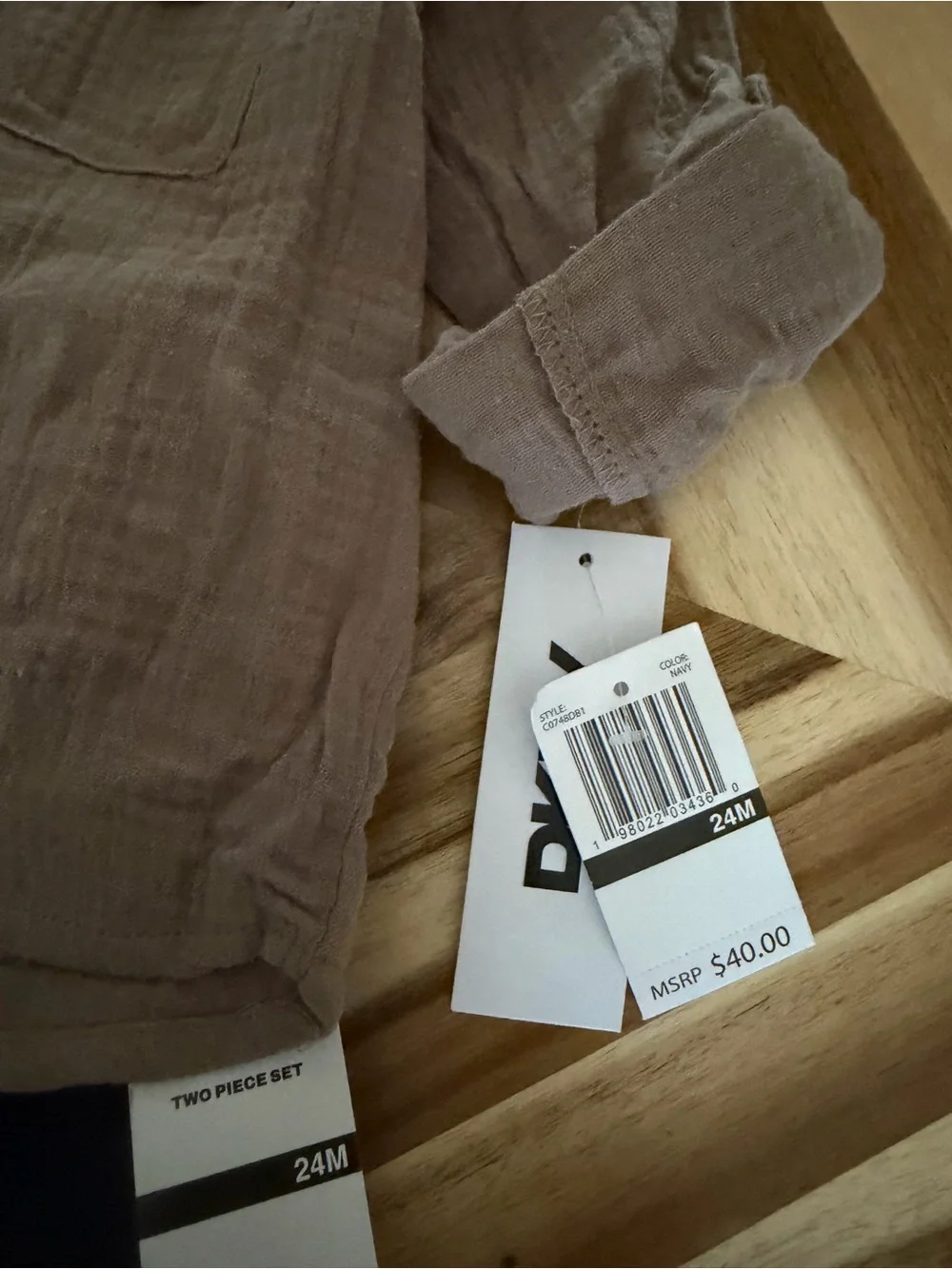 DKNY Brown Button-Front Shirt with Navy Shorts